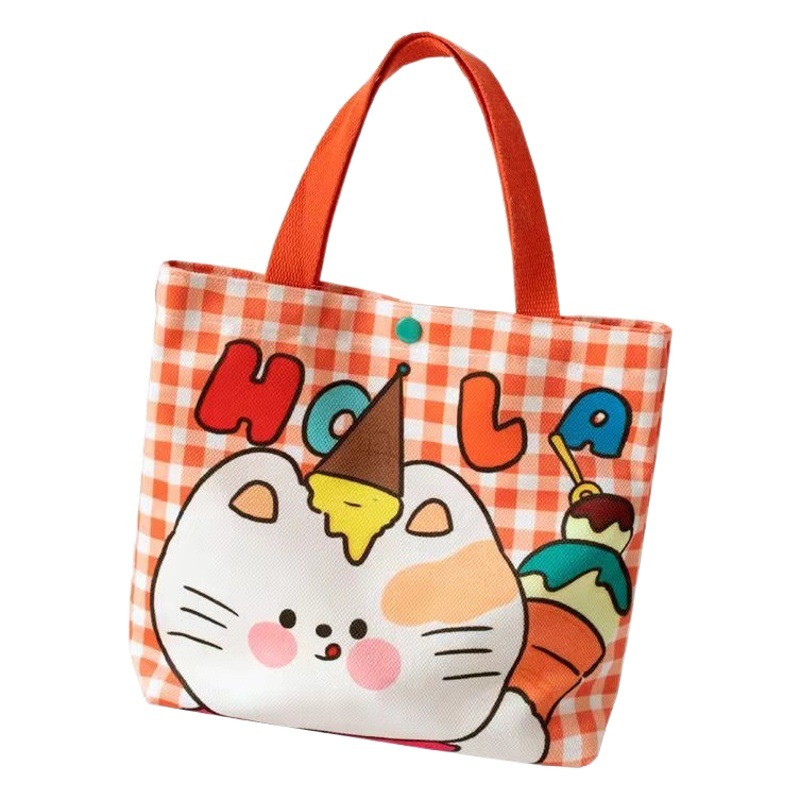 Canvas Lunch Box Bag Bento Handbag Cute Student Handbag Book Bag for Work and Class Internet Celebrant Accompanying Gift Small Handbag