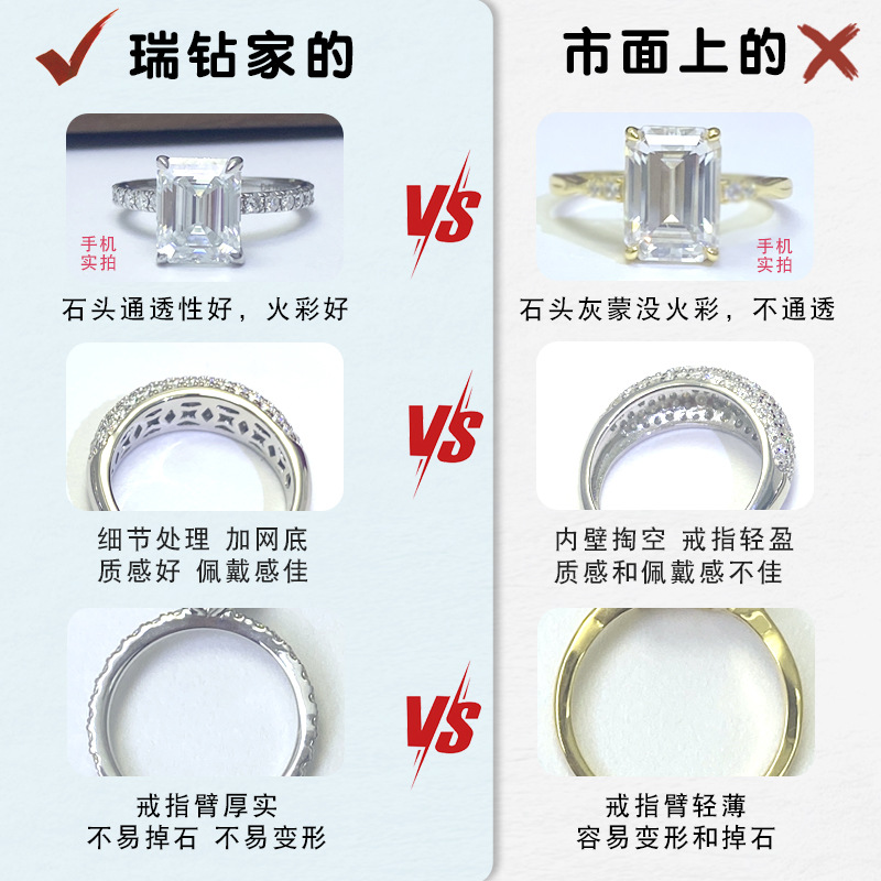 Picture of 925 silver heart-shaped 7*7mm moissanite ring senior sense minority ladies wedding ring cross-border e-commerce in stock wholesale
