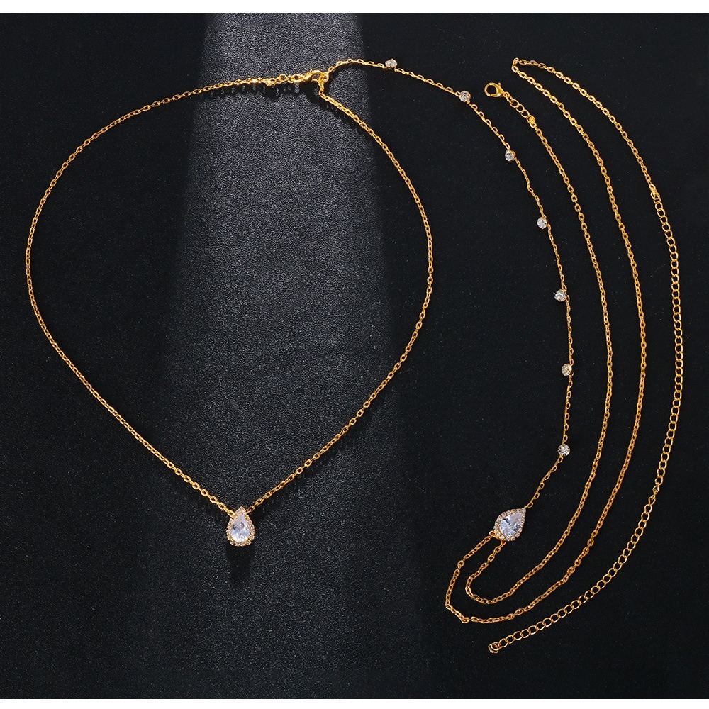 Picture of European and American Fashion Cross-border Banquet Style Gorgeous Light Luxury Diamond Water Drop Body Chain Simple Sexy Bride Wedding Accessories