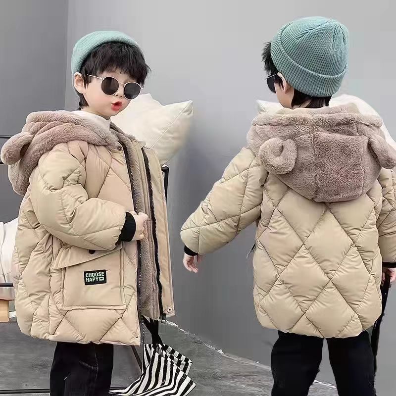 2024 cotton-padded coat winter cotton-padded down coat boys fleece-lined thick winter coat cotton-padded coat Korean boys new children