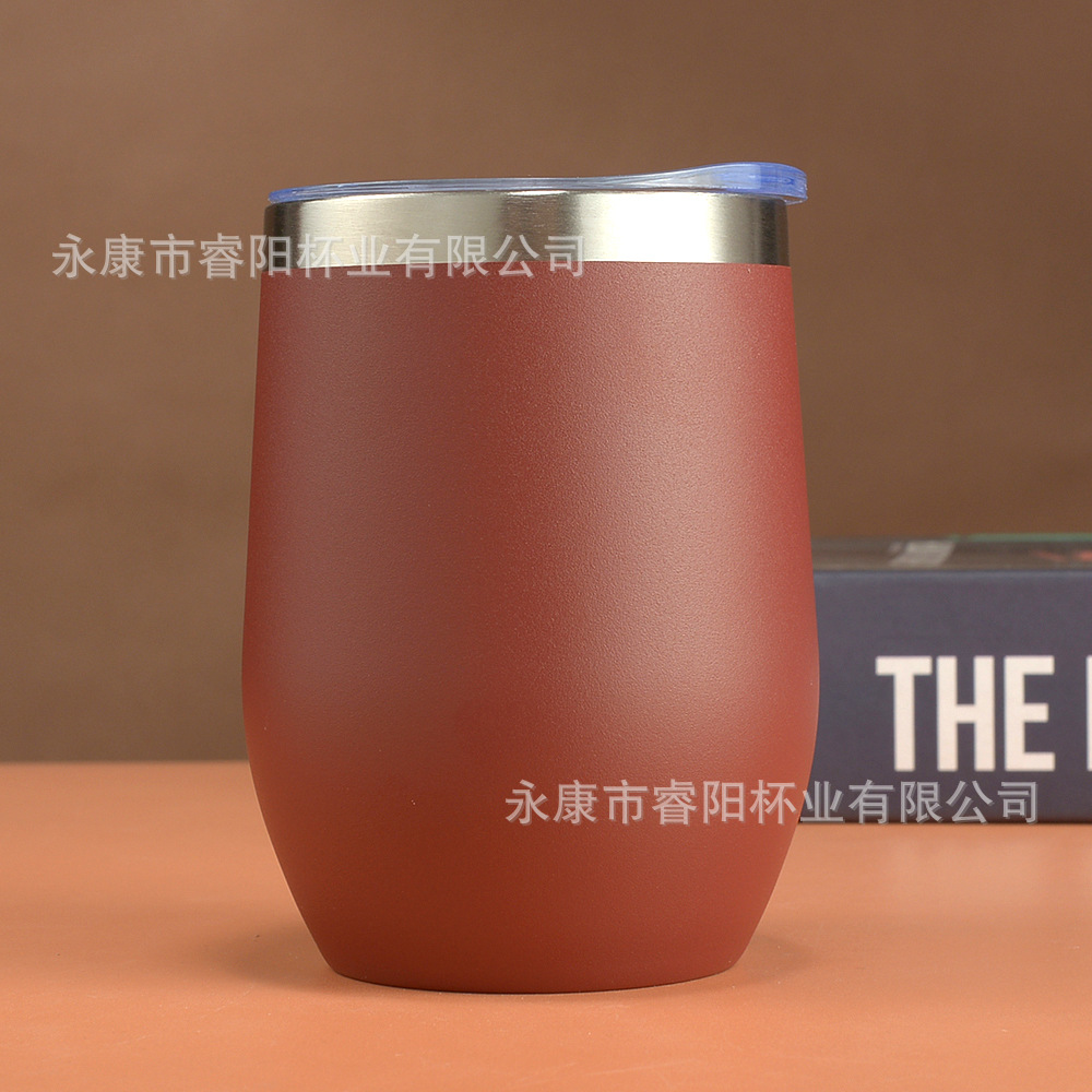 Picture of Cross-border Amazon swig eggshell cup U-shaped egg cup 304 stainless steel double layer 12oz in stock handle red wine cup