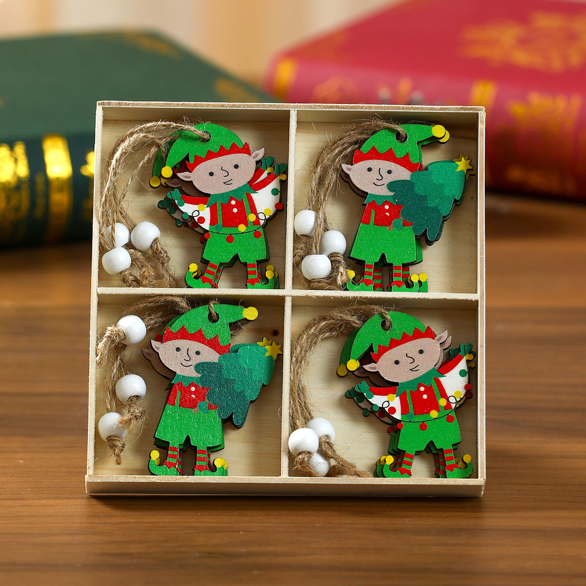 Picture of New 12 Pack Faceless Old Man Christmas Wooden Pendant Boxed Christmas Tree Small Hangers Christmas Decorations