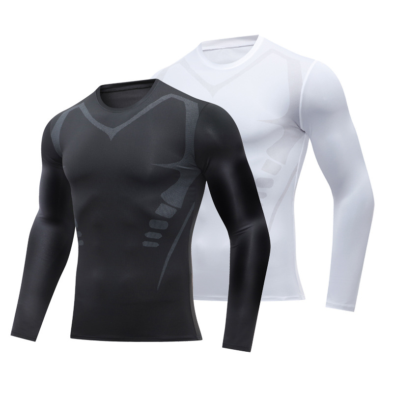 Sports tights men's summer quick-drying T-shirt high elastic compression training clothing breathable long sleeve running fitness clothing