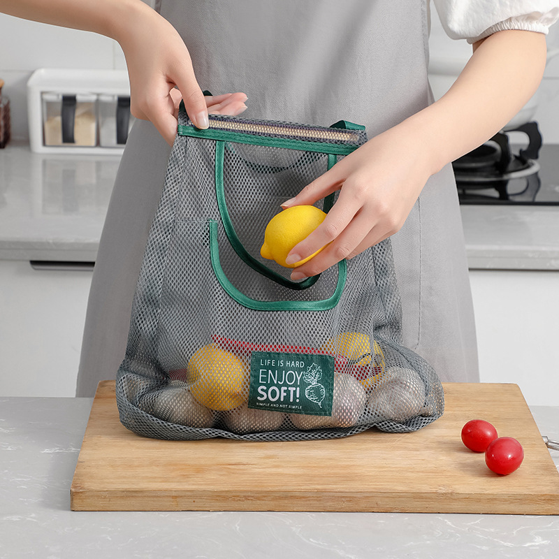 Picture of Fruit and Vegetable Ginger Garlic Hanging Bag Kitchen Storage Bag Moisture-proof Hanging Bag Net Bag Hanging Bag Wall Hanging Hollow Breathable Storage Artifact