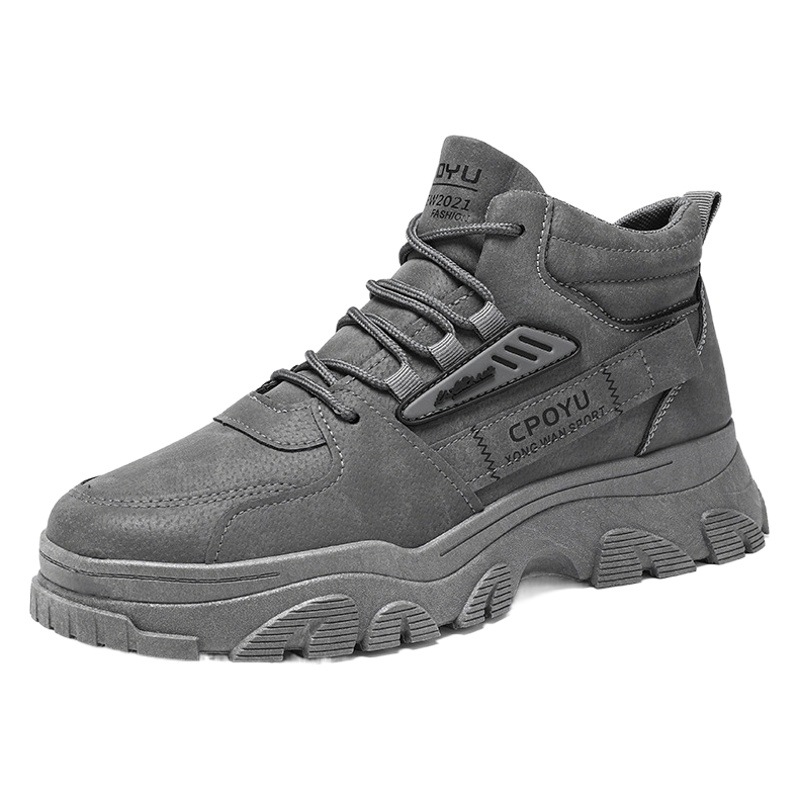 Spring Men's Shoes New breathable high-top workwear shoes men's trendy all-match non-slip wear-resistant sports casual work shoes