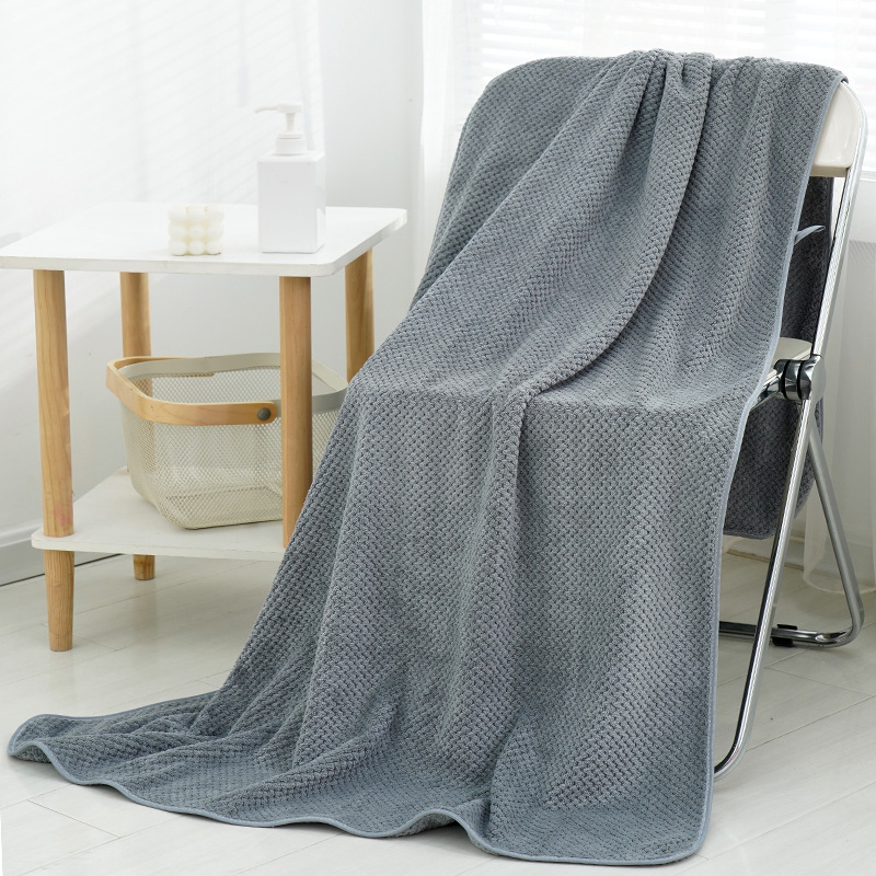 Picture of [90*170 large bath towel] pineapple high density thick coral velvet beach towel soft absorbent does not drop hair color