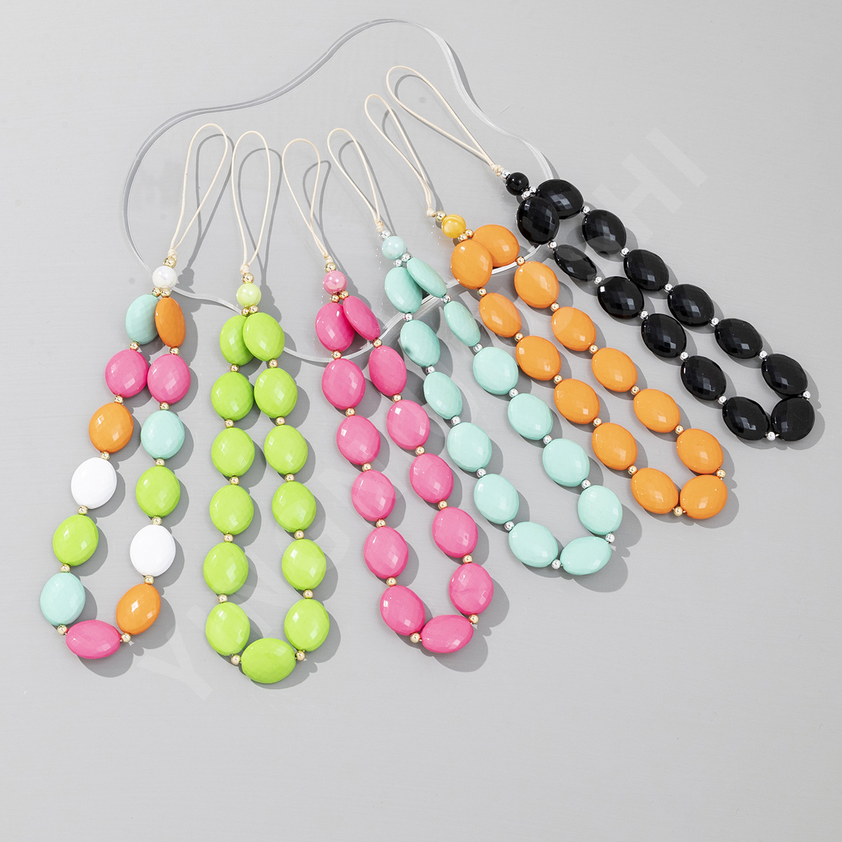 Cross-border new acrylic universal mobile phone case hanging chain fashion ladies short mobile phone chain key chain lanyard spot