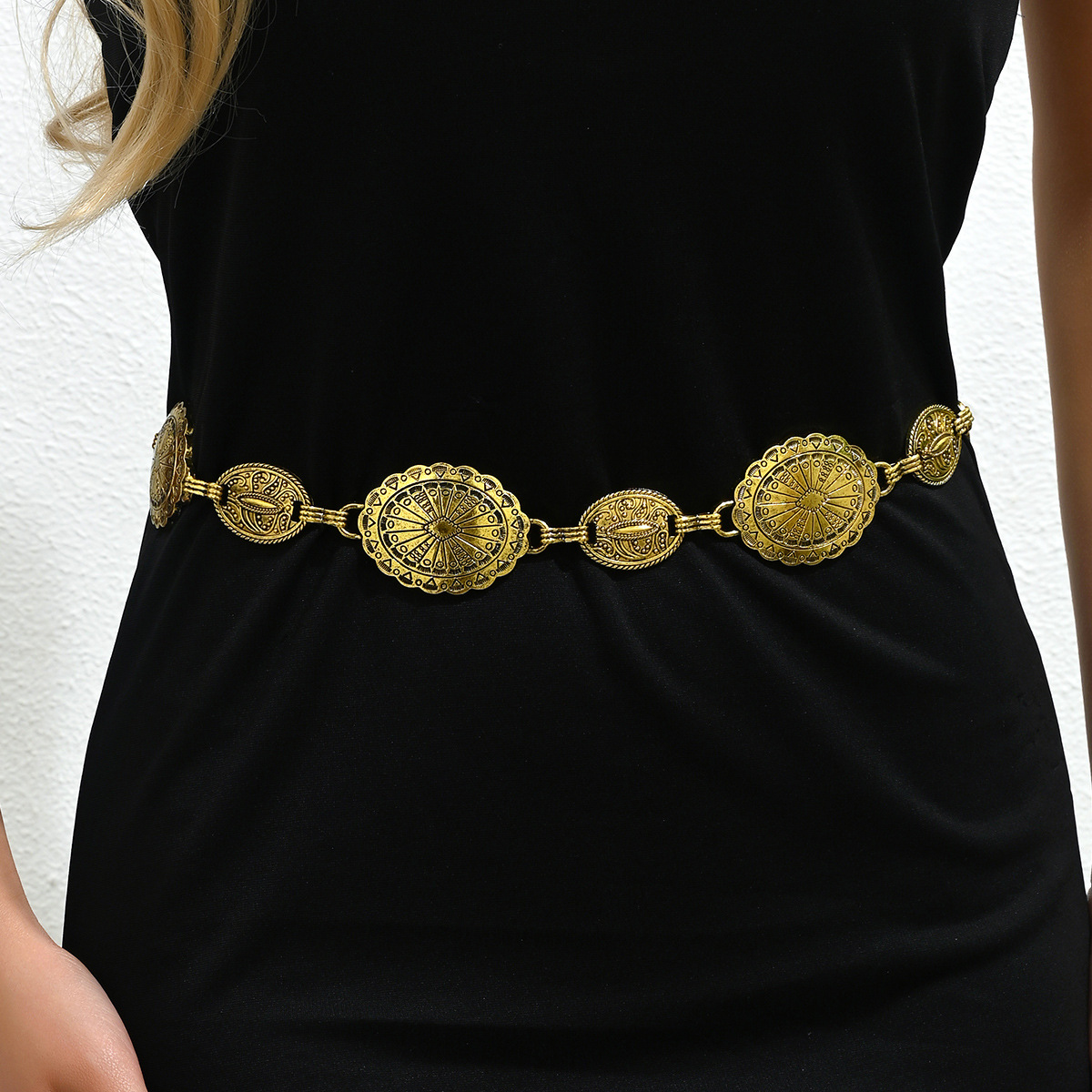 New European and American Metal Waist Chain Women's High-end Small Fragrant Western Style Body Pants Chain Dress Belt