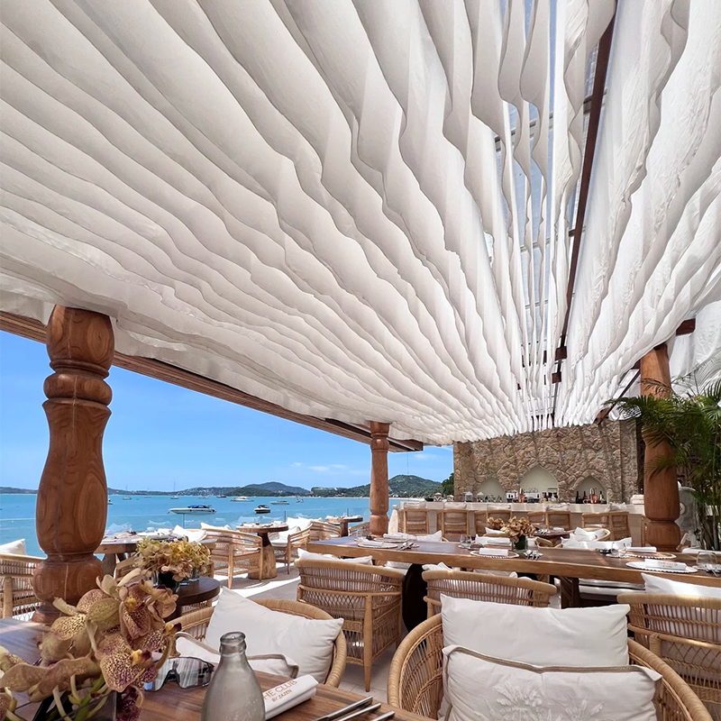 Ceiling gauze curtain wind moving, Internet celebrity gauze curtain, restaurant B&B decoration, hotel outdoor scenic spot, gauze curtain, seaside wind gauze curtain