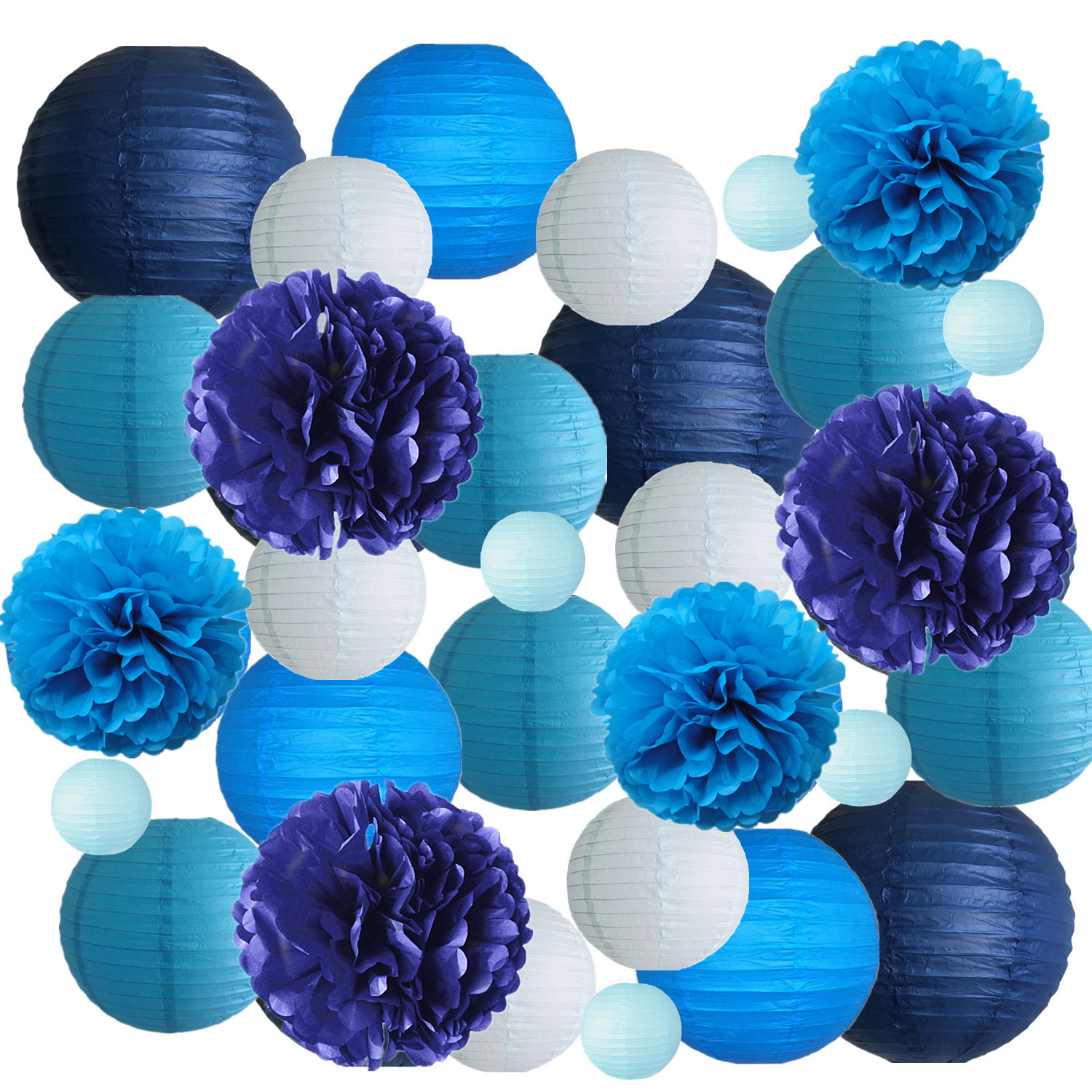 Picture of Spring, Summer, Autumn and Winter Colorfulful Paper Lanterns Round Foldableable Paper Art Combination Set Hanging Lanterns