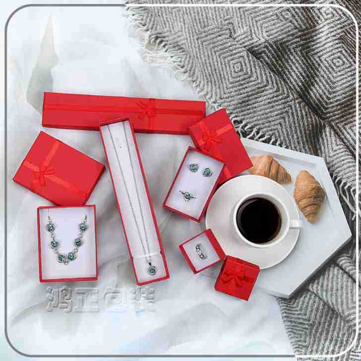 Yuncai Bow Series Neutral Ring Earrings Necklace Pendant Packaging Box Large Ready Stock Heaven and Earth Cover Paper Box
