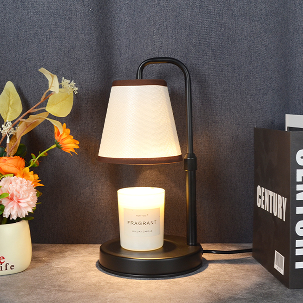 New Simple Fire-Free Candle Lamp, Retro Cloth Cover Aromatherapy Lamp, Chinese Decorative Table Lamp, Home Decoration Diffuser, Melted Wax