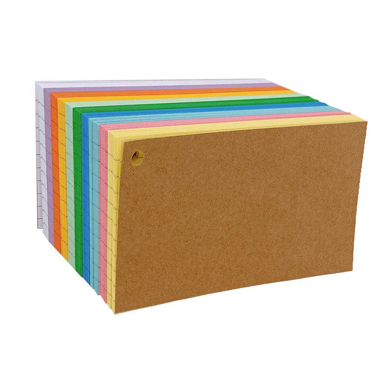 Picture of Blank card word card portable portable memory button small card color loose-leaf iron ring 3-inch American index