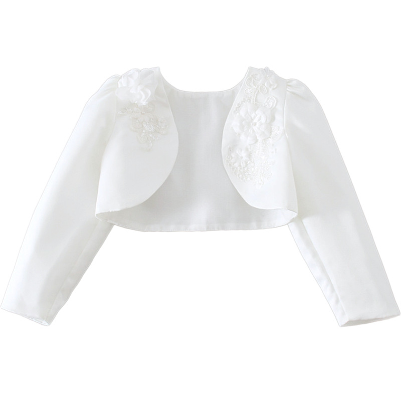 Picture of Girls' Wedding Dress, Long-Sleeved Outwear, Kidsren's Handmade Beading with Princess Skirt and Shawl, One Piece Drop Shipping