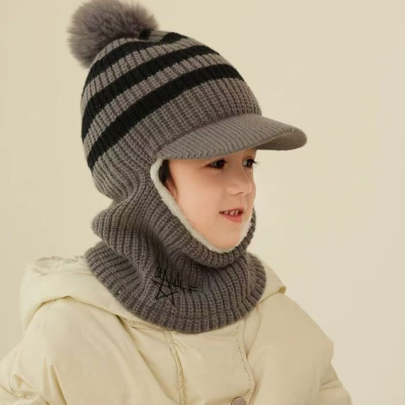 Picture of Children's Hat New Velvet Warm One Hat Boy's Wool Hat Face Protection Neck Baby Hat Winter Cap