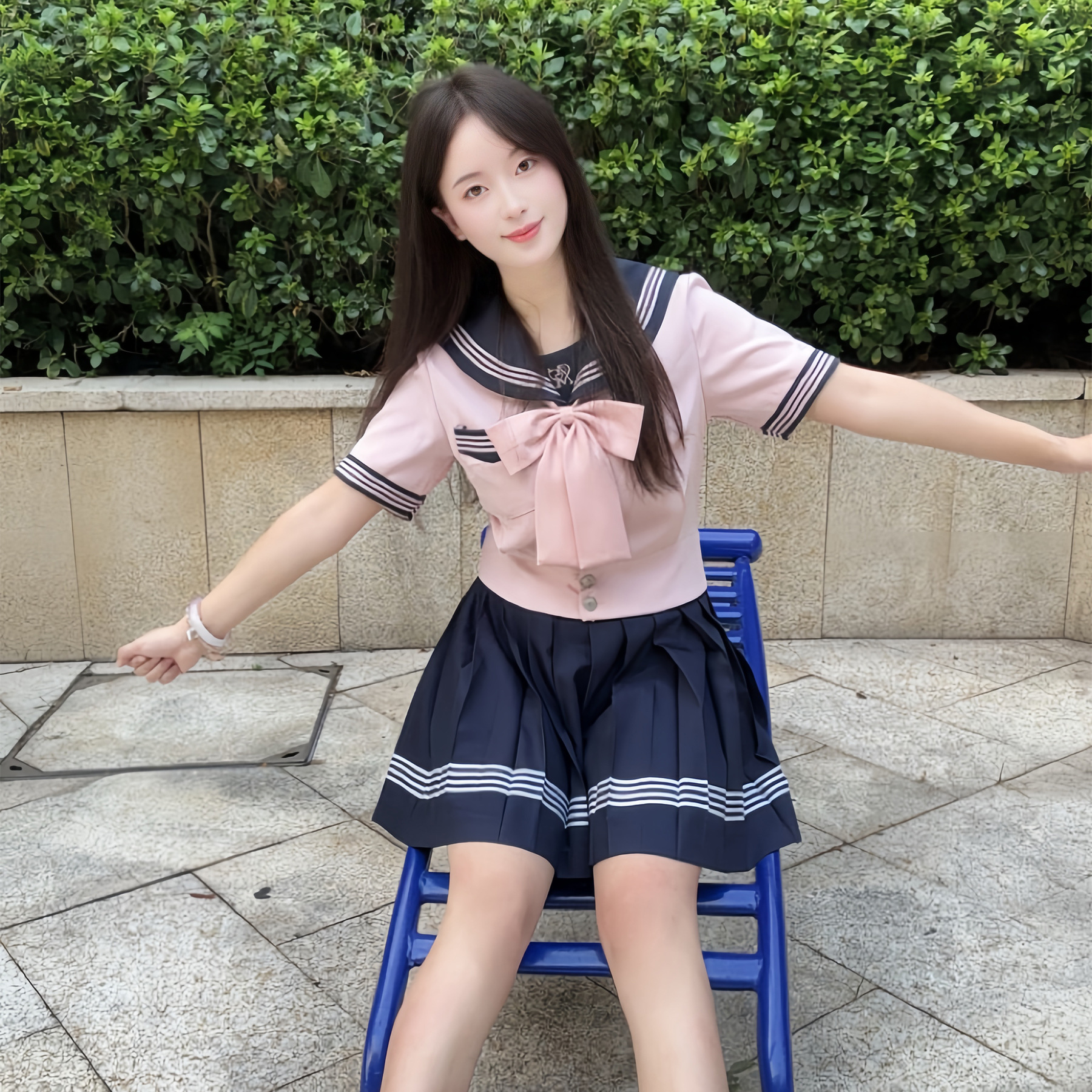 Picture of [Chunxin] Authentic Japanese sweet girl style original sailor uniform JK uniform academy style pleated skirt set for school supply