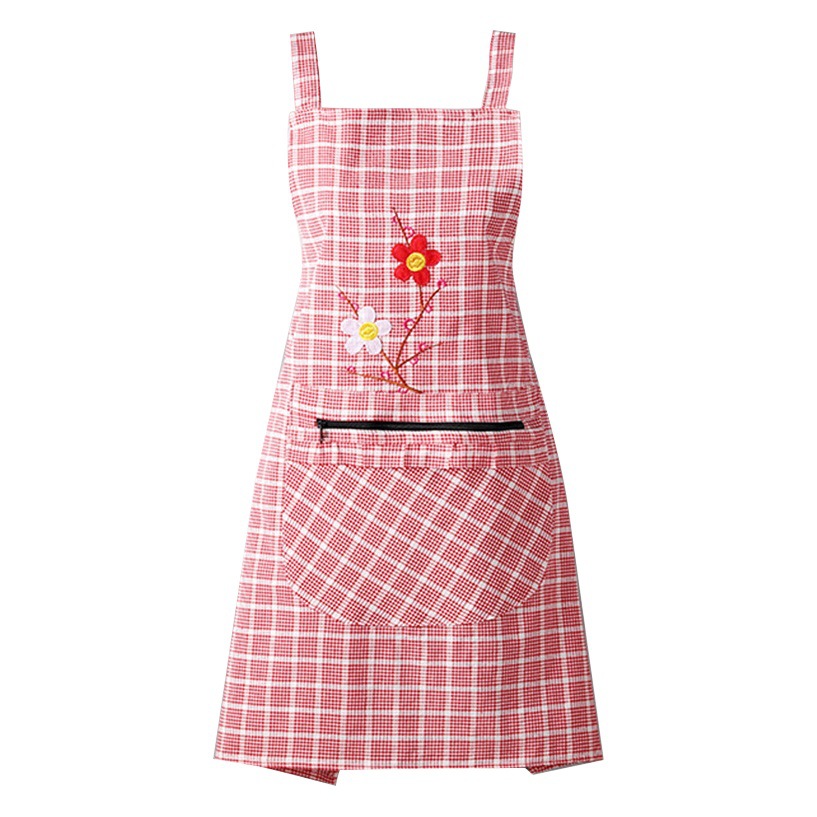 Pure cotton strap apron zipper pocket home kitchen home work women fashion apron cotton work clothes wholesale