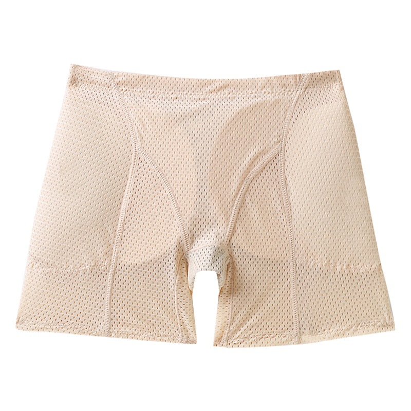 Mid-Waist Tummy Control, Seamless Cut Out Breathable Natural Buttocks Pants, Flat Leg Pants for Women, Buttocks and Crotch Enlargement, Cotton File, Removable Crotch Pads