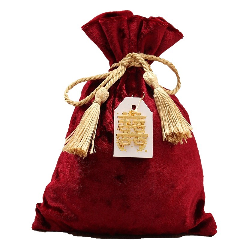 Velvet Candy Bag wedding candy box Chinese style wedding candy box creative Chinese tassel drawstring bag gift