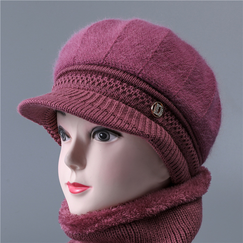 Middle-aged and elderly mother wool hat fleece-lined warm old man hat thick ear protection cap old woman hat