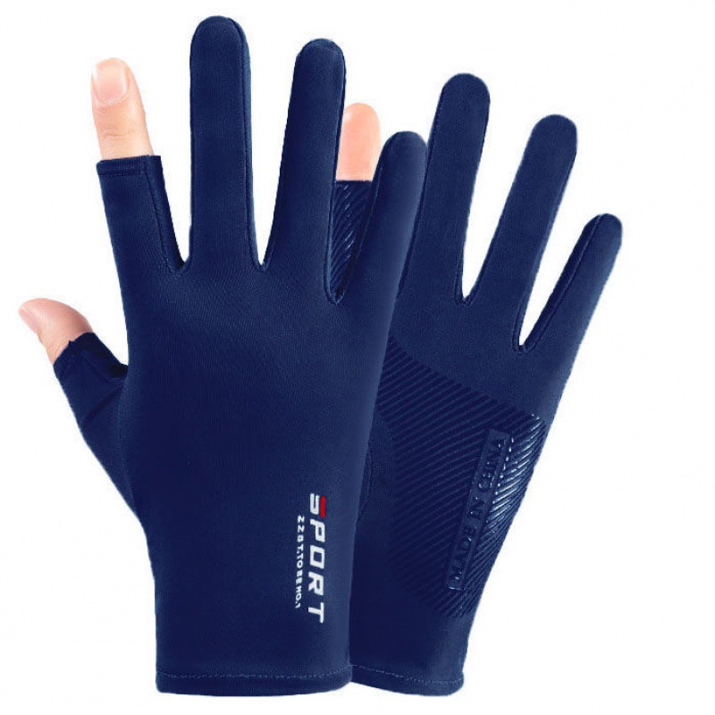 Picture of Gloves Men's and Women's Summer Open Finger Thin Ice Driving Leakage Two Finger Fishing Half Finger Riding Takeaway Rider Sports