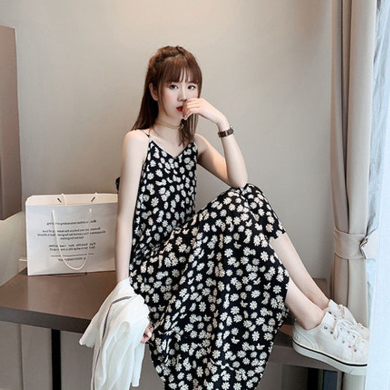 Little Daisy Floral Dress Fairy Slimming Skirt Sling Girls' Skirt Sand Stall New Foreign Trade Women's Clothing Wholesale