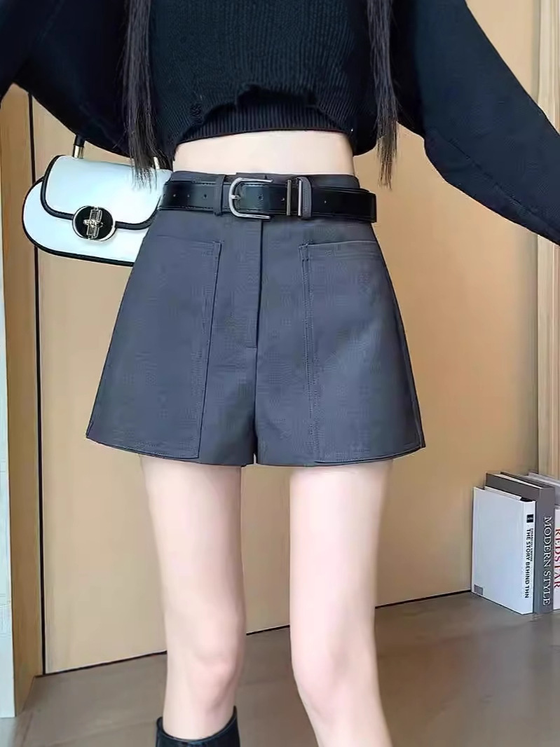 Spring New plus size High Waist Black Suit Shorts Women's Small Outer Wear A- Character Loose Slimming Wide-Leg Hot Pants
