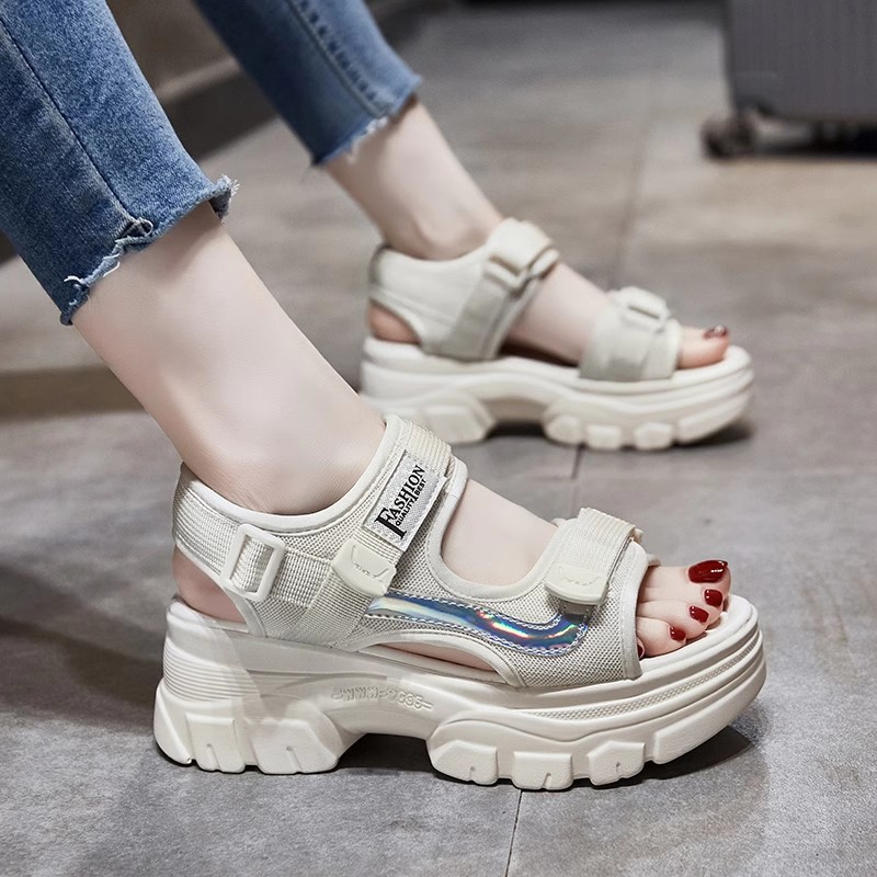 Torre Sandals Women's 2024 Summer New Thick-soled Platform Shoes Explosions Sports Soft-soled Beach Casual Women's Shoes