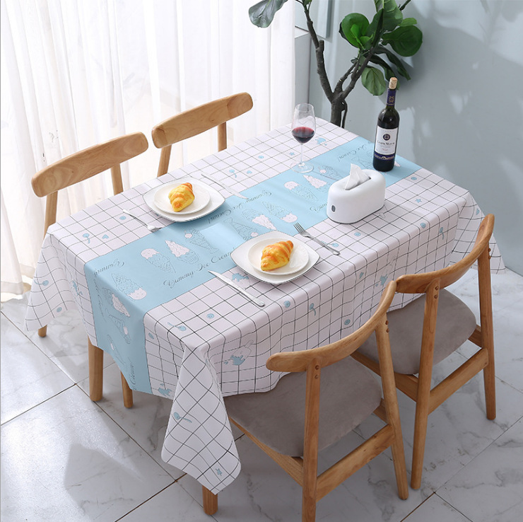 Picture of Home Nordic Tablecloth Modern Simple Style Tablecloth Fruit Anti-scalding Waterproof Oil-proof Disposable PVC Plaid Tablecloth