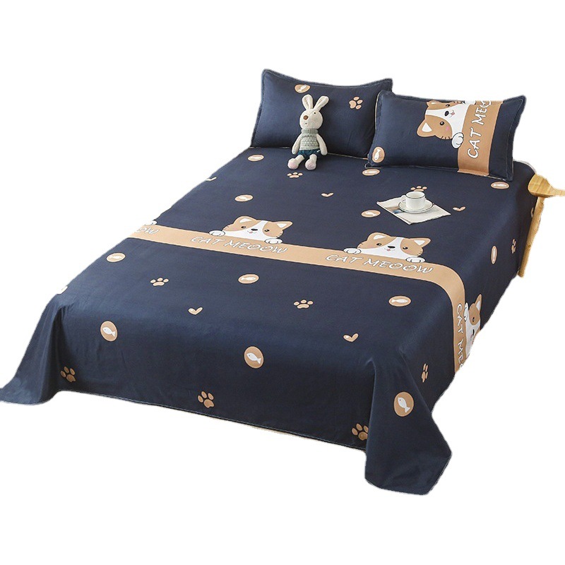 Manufacturer Wholesale Bed Brushed Single Piece Large Bed Sheets 2m Dormitory Single Student 1.2m Non-Cotton Pure Cotton Bed Bed Sheets