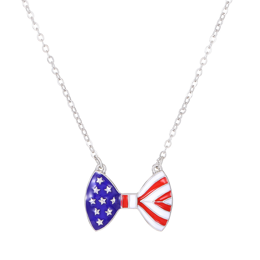 Picture of European and American Ins American Independence Day Series Necklace suit Fashion Simple Diamond-encrusted Wings Love Pendant Clavicle Chain