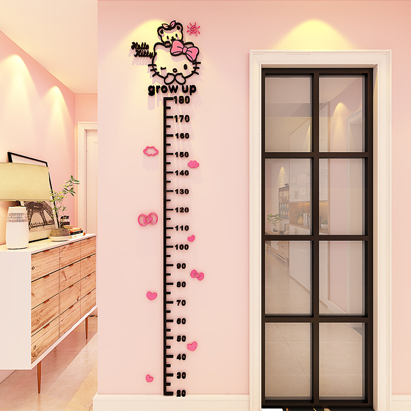 Height Measurement Wall Sticker Measuring Ruler 3D Acrylic Stereo Wall Sticker Kidsren's Room Decoration Sticker Sticker Toddler Lingzhi
