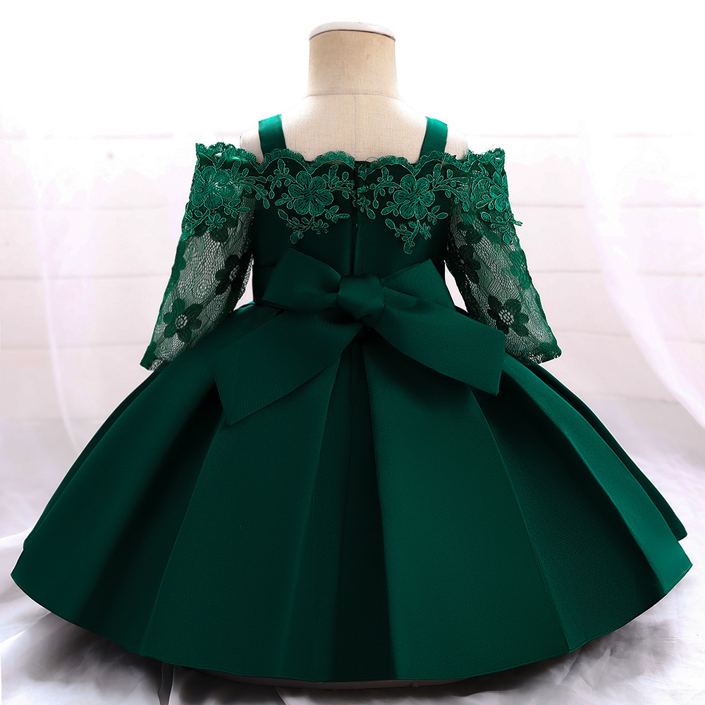 Picture of Cross-border Amazon baby dress satin cloth one-year-old baby dress dress birthday cute princess