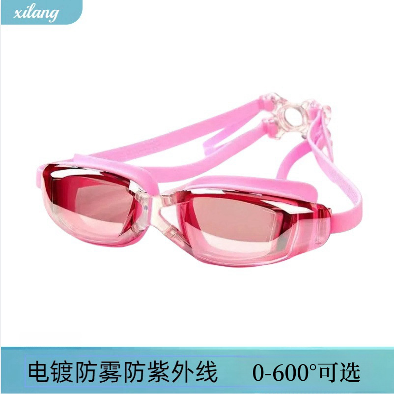 Picture of Electroplating swimming goggles diving adult swimming goggles electroplating silicone adult HD large frame men and women waterproof anti-fog goggles