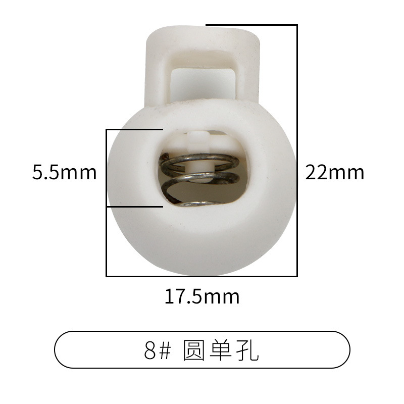 Picture of Manufacturer Plastic Adjustable Elastic Belt Spring Buckle with Rope Pig Nose Buckle Single and Double Holes Round Black Transparent Drawstring Buckle