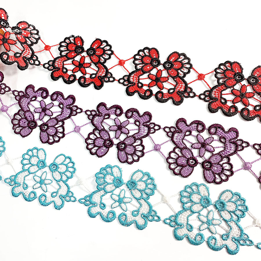 Good things to buy lace fleshy beauty sense two-color cheongsam clothing all-match embroidery thread pair of flower bar code lace