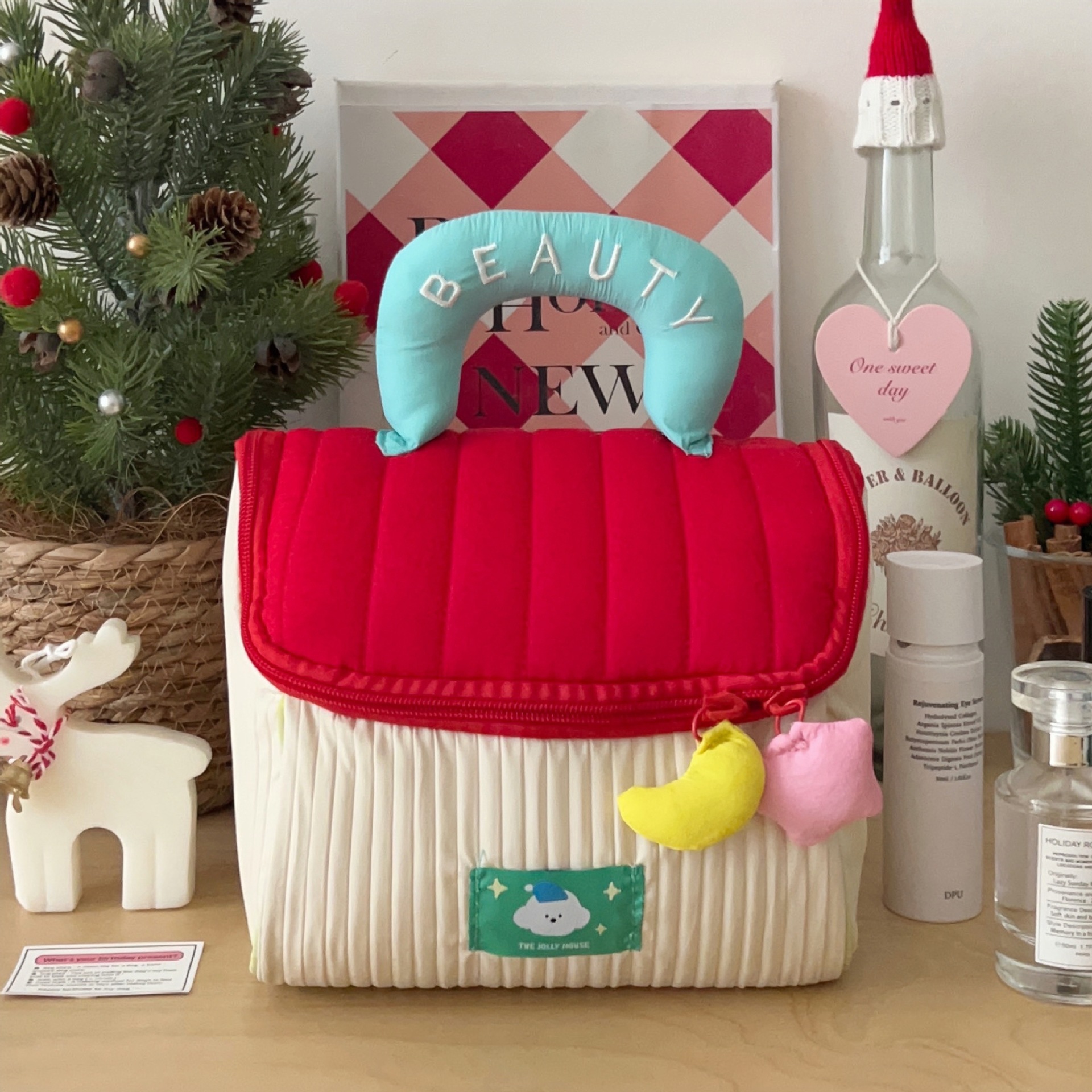 Picture of Upgraded Cute House Large Capacity Cosmetic Bag High-value Photo Handbag Portable Travel Cosmetic Bag