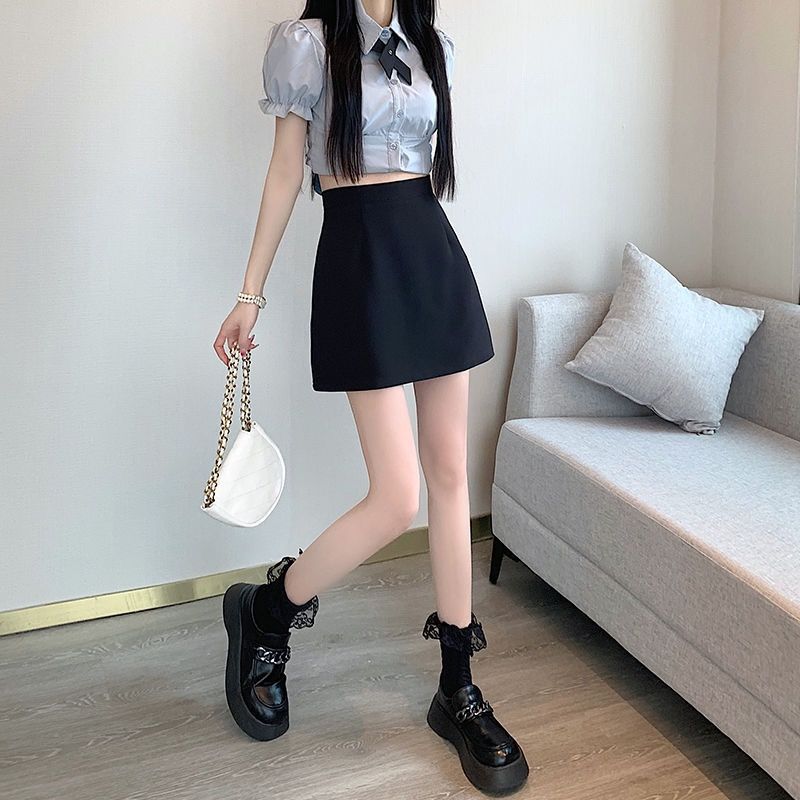 New summer new slimming high waist A- line skirt small fluffy skirt white skirt for women