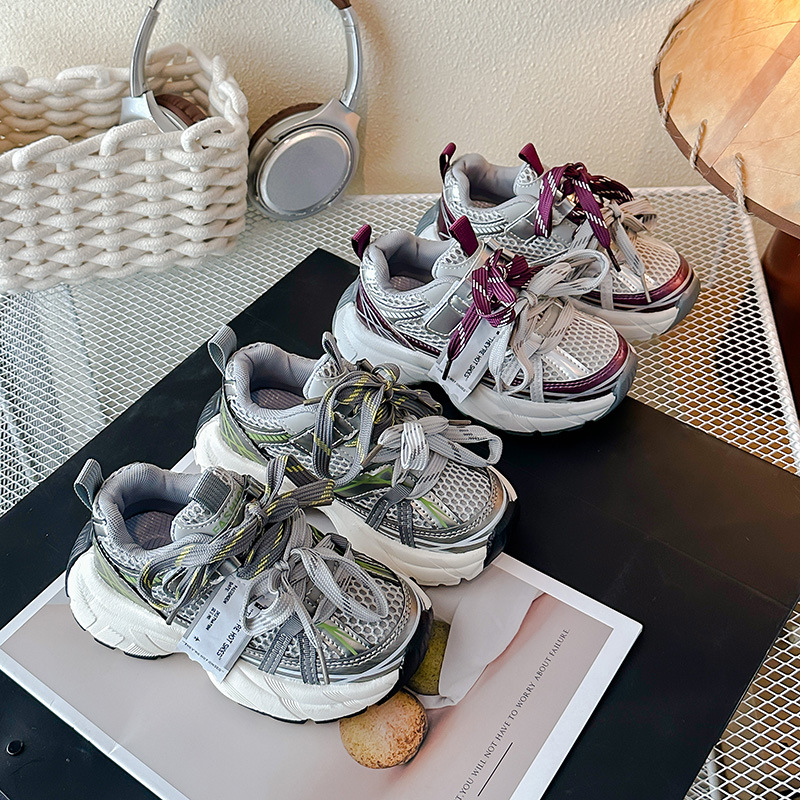 Boys and Girls Student Sports Shoes 2025 Spring & Fall Trendy Dad Casual Versatile Elegant Soft Sole Double Mesh Breathable