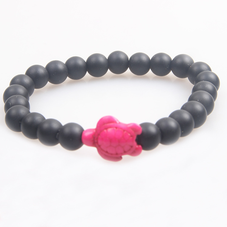 Picture of Zhou Lianfa 8MM Decorative Lava Volcanic Stone Beads Turquoise Cross Elastic Elastic Bracelet for Men and Women