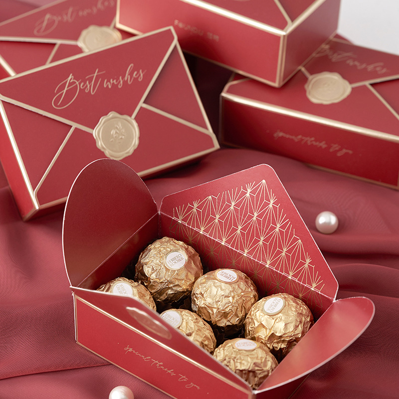 Picture of New Creative ins Style Retro European Style Red Wedding Candy Box Gift Box Envelope Paper Box Candy Box
