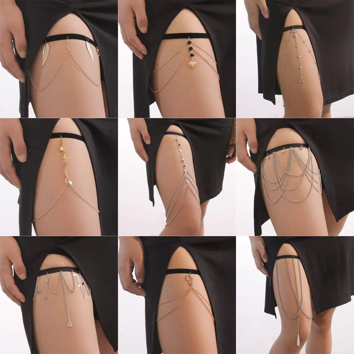 DZ0501 Cross-border European and American Punk Thigh Chain Street Trendy Multi-layer Tassel Fashion Summer Casual Sexy Body Chain Female
