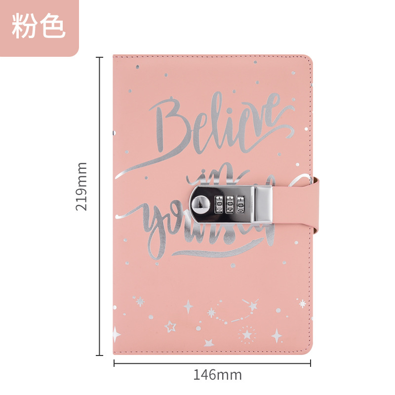 Picture of New creative A5 European business office stationery work diary Pu imitation leather combination lock notebook notebook