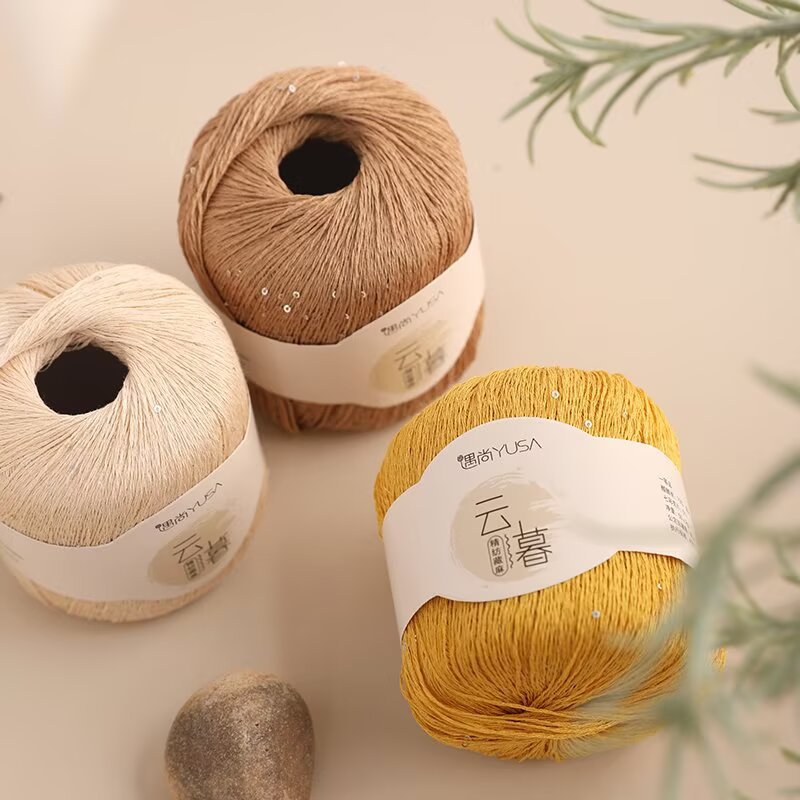 Colorful Boutique Xizang Hemp Laser Sheet Summer Hand-Woven Thread Clothes Shawl Moisture-Absorbent and Breathable 50g Thread Ball Wholesale