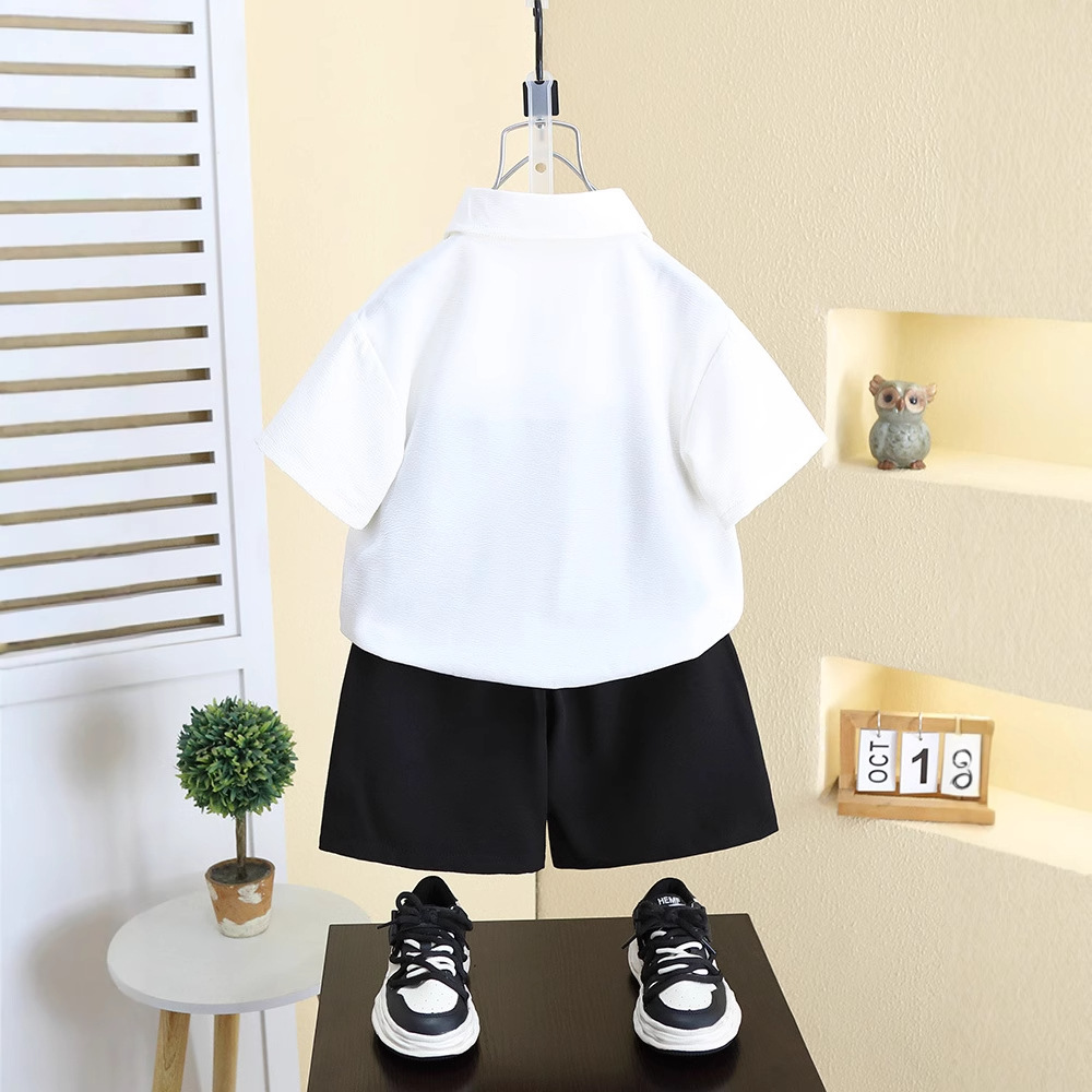 Picture of 8164 Children's Summer Shirt Set 2025 New Boys Short Sleeve Shorts Two-Piece Set Baby Shirt Summer Trendy Style