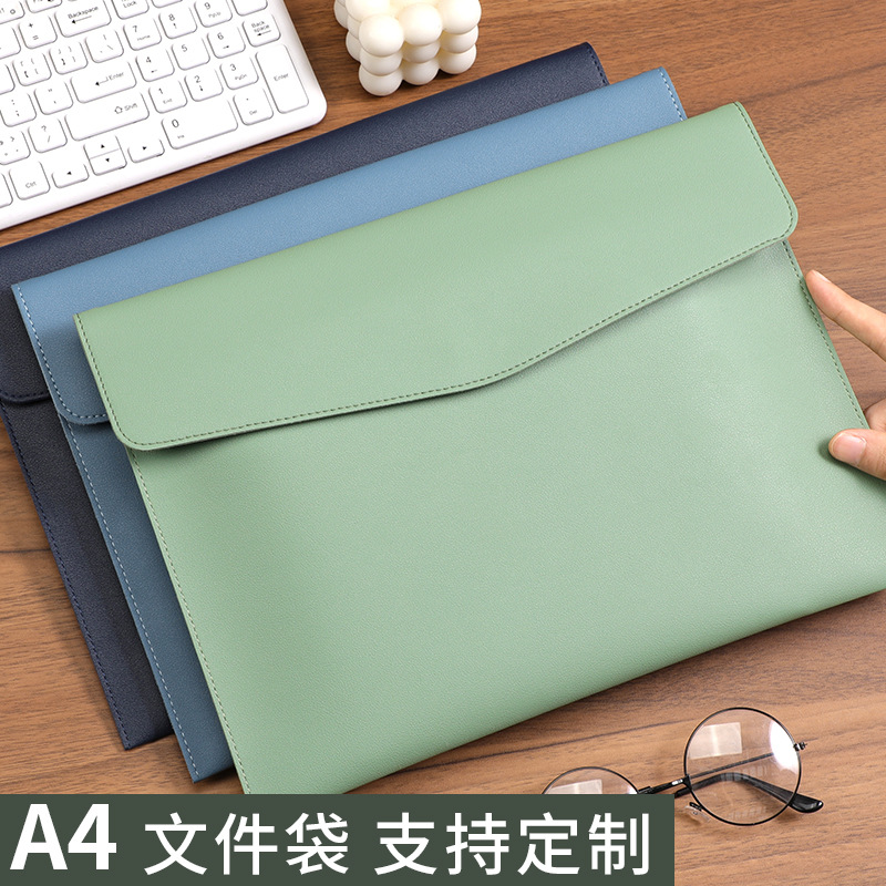 Thickened Leather Document Bag with Printable Logo A4 File Bag Folder Document Bag Waterproof Business Briefcase Manufacturer
