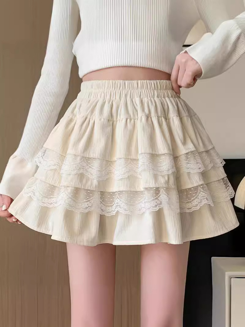 Pure Desire Spice Girl Cake Skirt Women's Small High Waist All-match Slimming A- line Tutu Skirt Ballet Style Skirt Women
