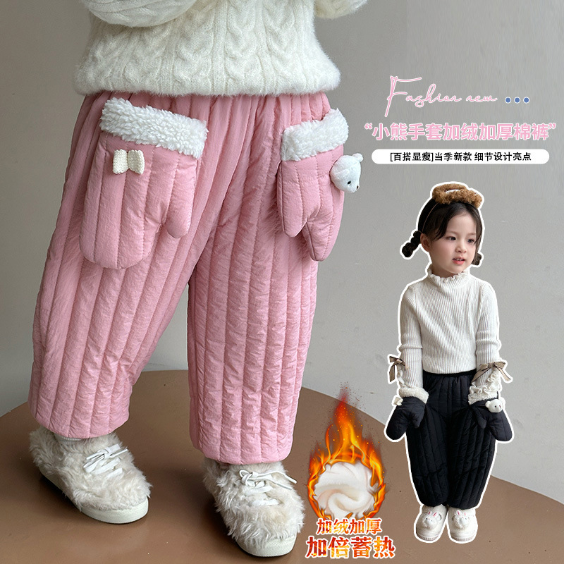 Picture of Girls' Cotton Pants Winter Thickened 2024 New Children's Three-Layer Cotton Winter Casual Pants Baby's Cotton Pants Trendy