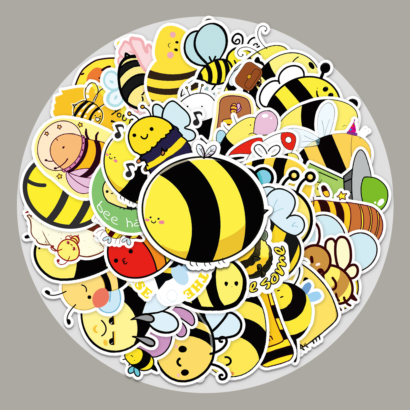 50 cartoon cute little bee graffiti stickers DIY guitar water cup skateboard decoration luggage stickers wholesale