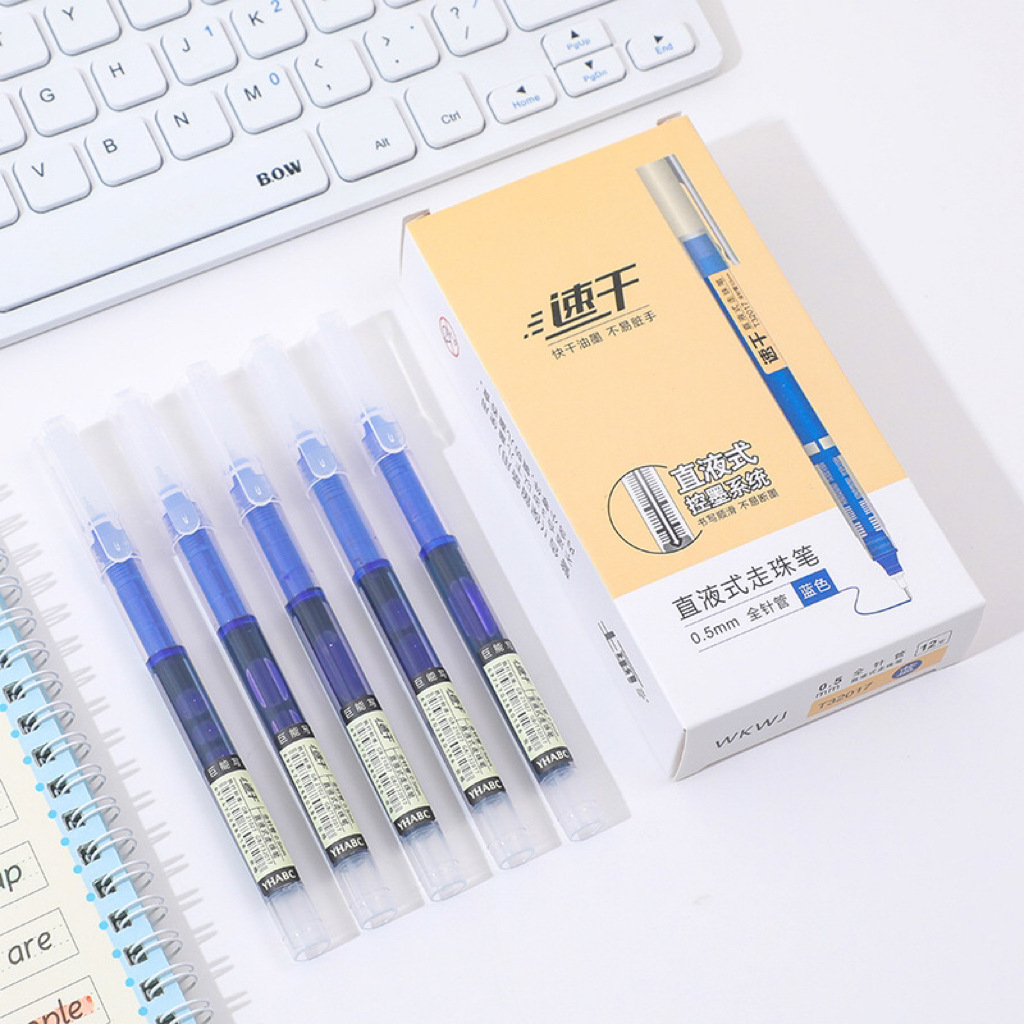 Picture of Straight Liquid Quick-Drying Ball Pen Gel Pen Black Pen Signature Pen Student Water Pen Stationery Needle Pen Wholesale Carbon Pen